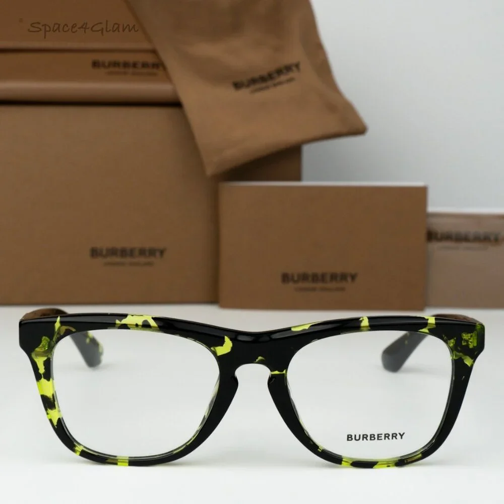 BRAND NEW Burberry BE2409 4124 Green Havana Demo Square Unisex Eyeglasses